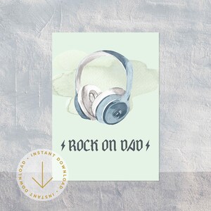 Vatertagskarte | Alles Gute zum Vatertag Coole Grußkarte | Lustige druckbare Karte | Rocker Dad Printables | Rock On