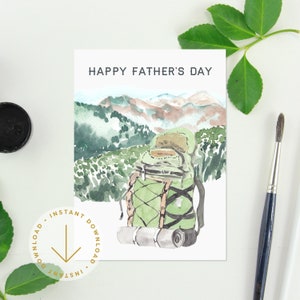Carte de fête des pères | Carte de voeux amusante pour la fête des pères | Imprimable Camping Plein Air | Imprimables | Randonnée pédestre