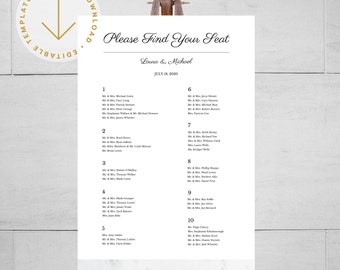 Modern Wedding Seating Chart Template | Elegant Printable Editable Seating Plan | DIY Marble Templett Instant Download | Set In Stone