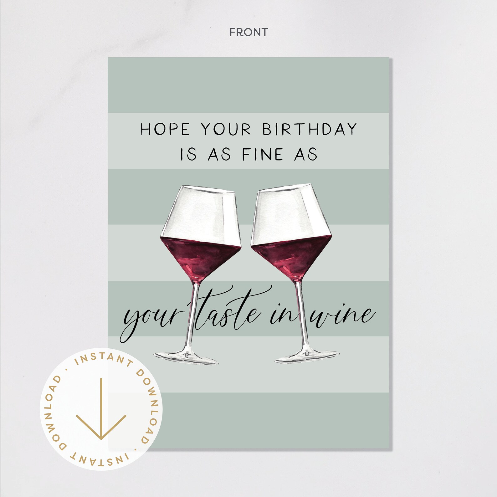 Printable Birthday Card Fine Wine Greeting Card for Wife Birthday Card