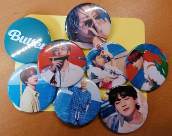 BTS Bangtan Boy Band KPOP Butter  Inspired 45mm Pin Badge Selection