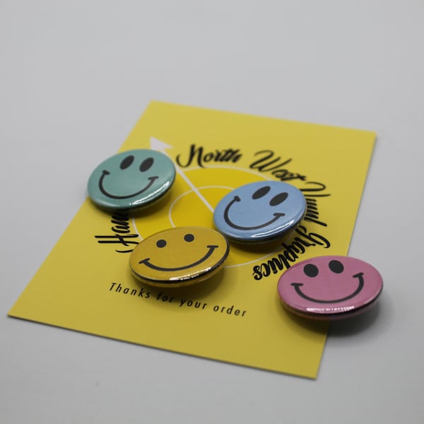 25mm Colourful Happy Face Decorative Pin Badges