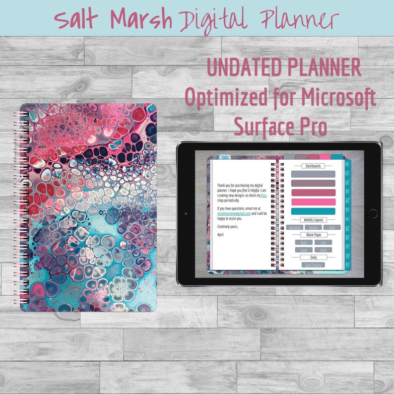 Salt Marsh Undated Digital Planner Microsoft Surface Pro Etsy