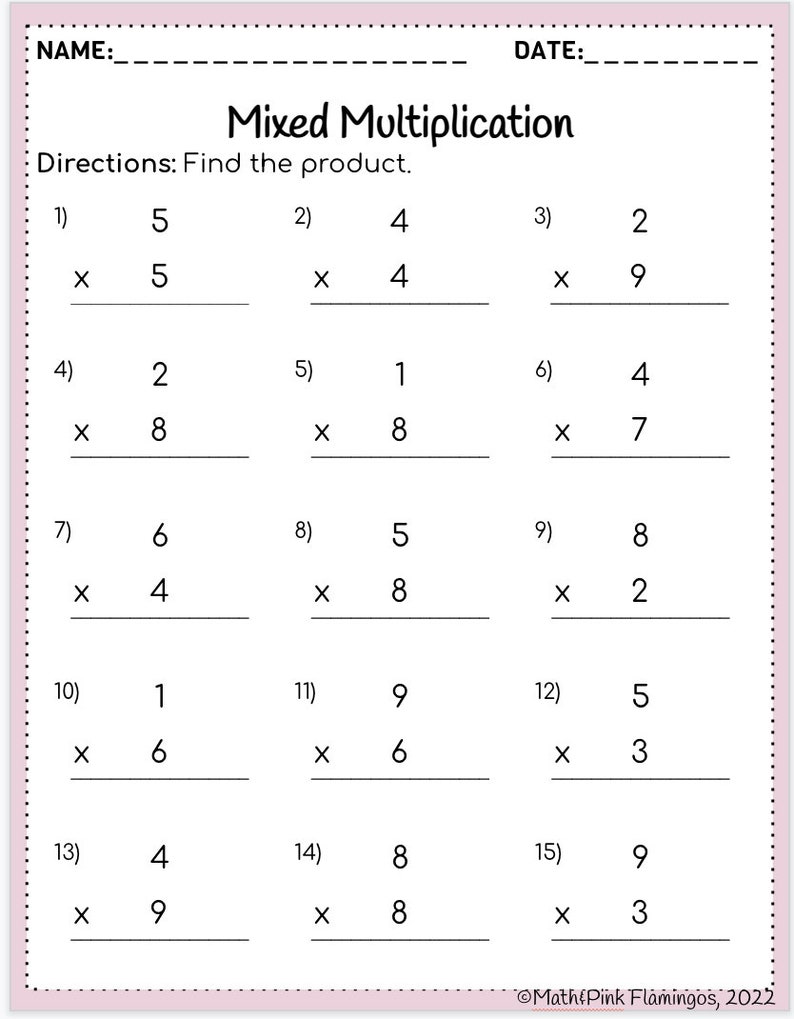 Mixed Multiplication Worksheets Etsy Mixed Multiplication Worksheets Etsy
