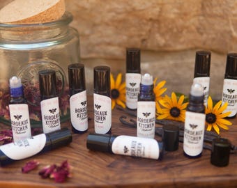 Alluring Vanilla Kiss or Tea Rose Natural Perfume Roll-On Essential and Organic Oils