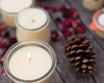 Natural Beeswax & Tallow Handcrafted Candles with Lavender Vanilla Essential Oils for Holiday Gifts, Decoration, Body Balm