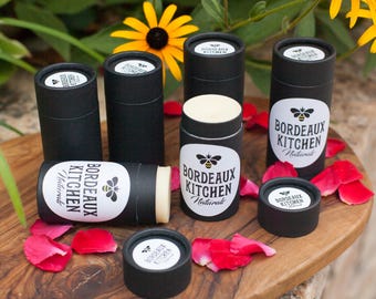 Organic Deodorant Stick: Coconut Vanilla or Lemon Vanilla, Eco-Friendly Kraft Push-Up Tube LOW PUFA