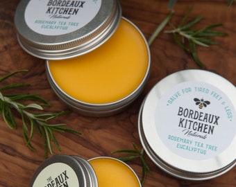Rejuvenating Organic Foot Salve with Tallow, Rosemary Tea Tree Eucalyptus, Sore Feet & Legs