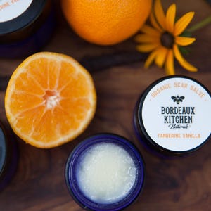 Organic Tallow Scar Salve: Unscented, Vanilla Bean, or Tangerine Vanilla also for Dry Patches