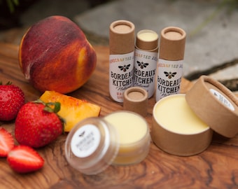 Rainbow Unicorn Strawberry Peach Lip Balm, Tallow, Shea Butter, Beeswax