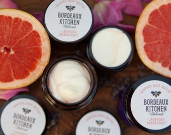 Luxurious French Lavender Grapefruit Organic Whipped Body Butter with Shea Butter & Pastured Tallow by Bordeaux Kitchen Naturals