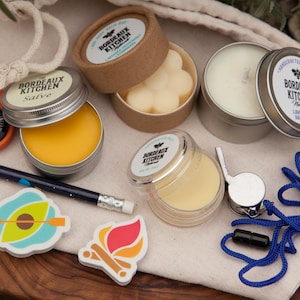 Tallow Hiker’s Gift Bundle for Nature Lovers, Campers, Scouts, Military Care Package with Natural Lip Balm, Foot Salve, Candle, Bug Balm