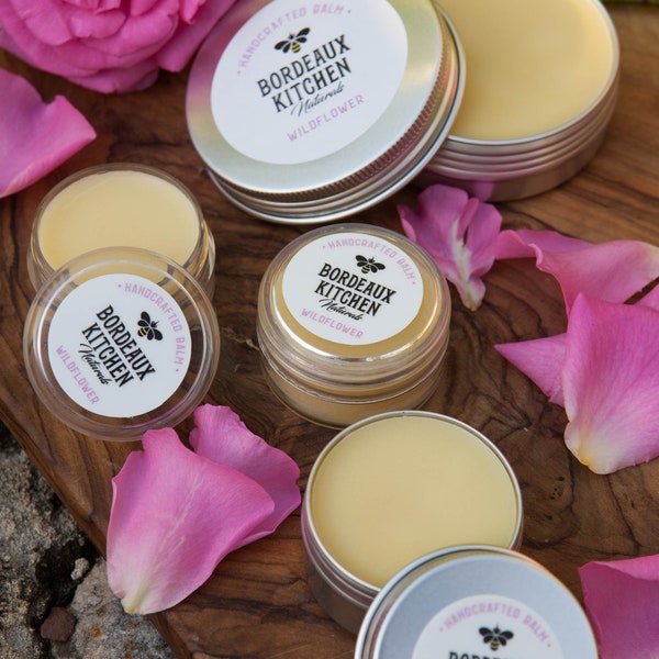 Organic Wildflower Balm: Soothing Tallow Beeswax Balm for Lips, Face, Hands & Body by Bordeaux Kitchen Naturals