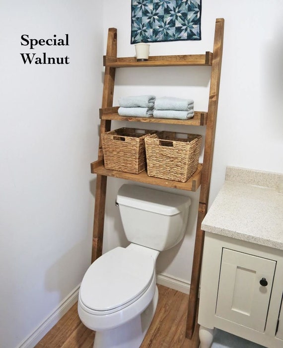 Over the Toilet Ladder Style Shelf/Storage Organizer Rustic Etsy