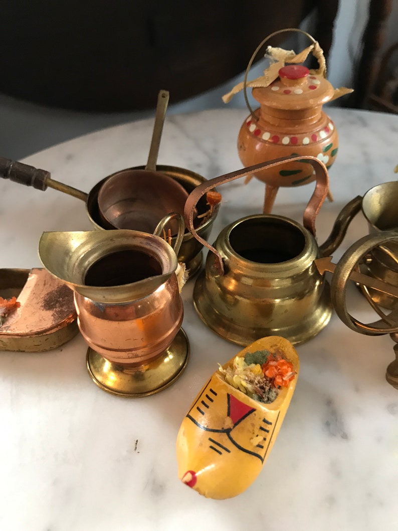 copper and brass wood KLM Royal Dutch Airlines promotional trinkets