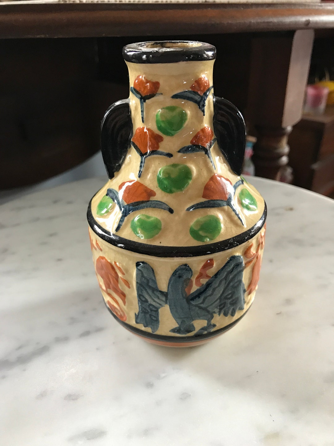 Vintage Made in Japan Pottery Vase Hand Painted Etsy
