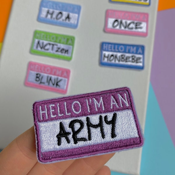 Hello I’m Kpop fandom name embroidered patches, sew on patches, Kpop patches, embroidered patches, kpop fans, fandom patches,