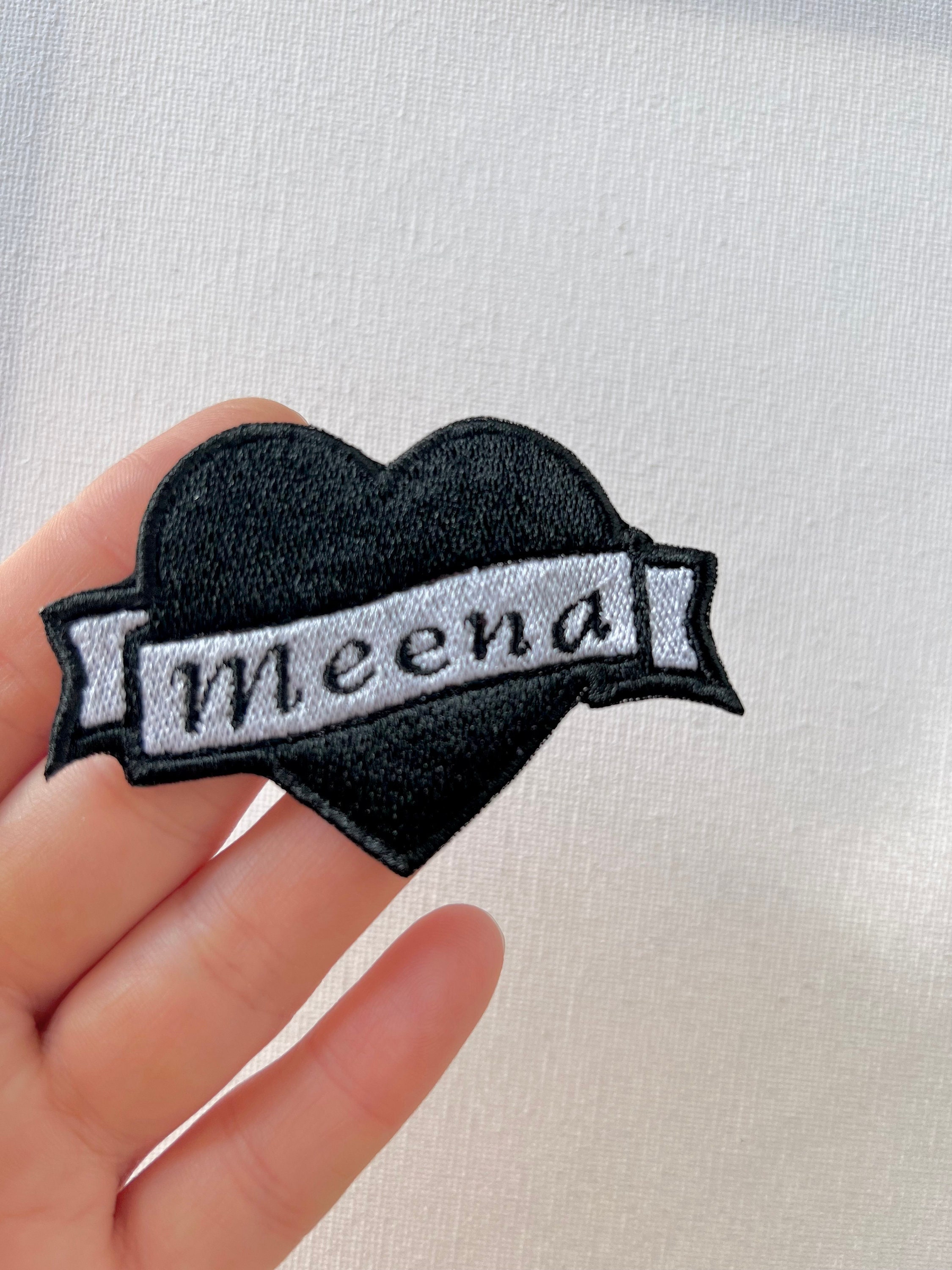 Personalised Heart Banner Embroidered Patches, Iron / Sew on