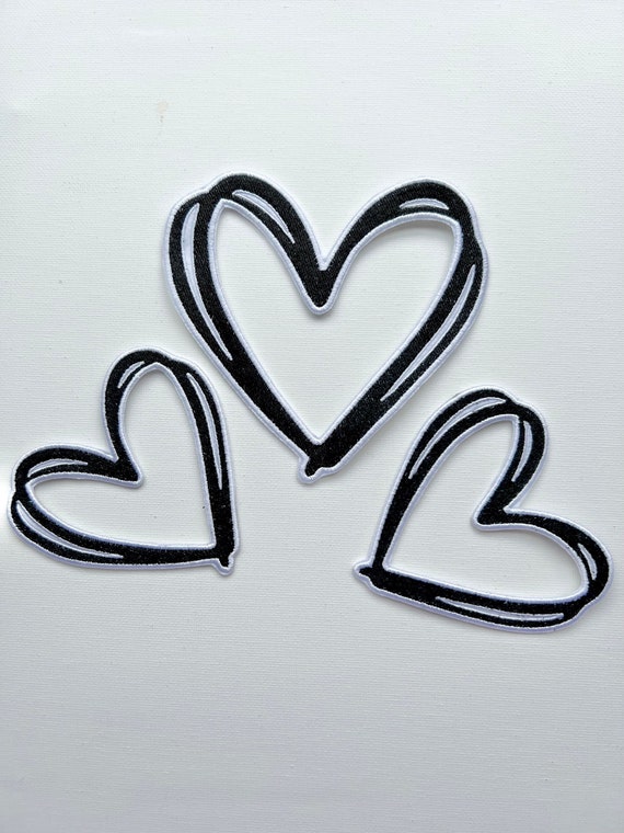 Scribbled Heart Embroidered Patches, Iron / Sew on Patches, Applique  Patches, Embroidered Patch, Embroidery, Patches for Clothing, Patches 