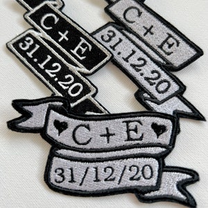 Custom anniversary date & couple initials embroidered patches, sew on patches, wedding banner patches, personalised patches, gifts