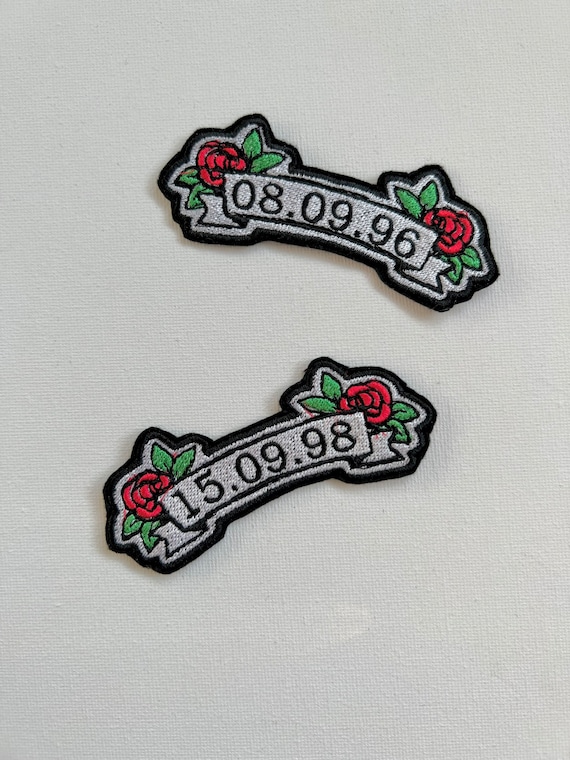 Toppe ricamate con data personalizzata toppe termoadesive. patch