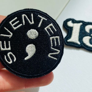 Seventeen semicolon embroidered patch, sew on patches, embroidered patch, kpop patches, semicolon patches, kpop embroidery, 캐럿 patch