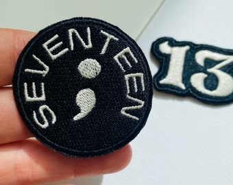 Seventeen semicolon embroidered patch, sew on patches, embroidered patch, kpop patches, semicolon patches, kpop embroidery, 캐럿 patch