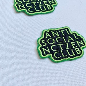 Anti Social NCTZEN Club embroidered patches, sew on patches, kpop patches, kpop, NCT patch, NCTZEN, kpop embroidery patc, patch, nct