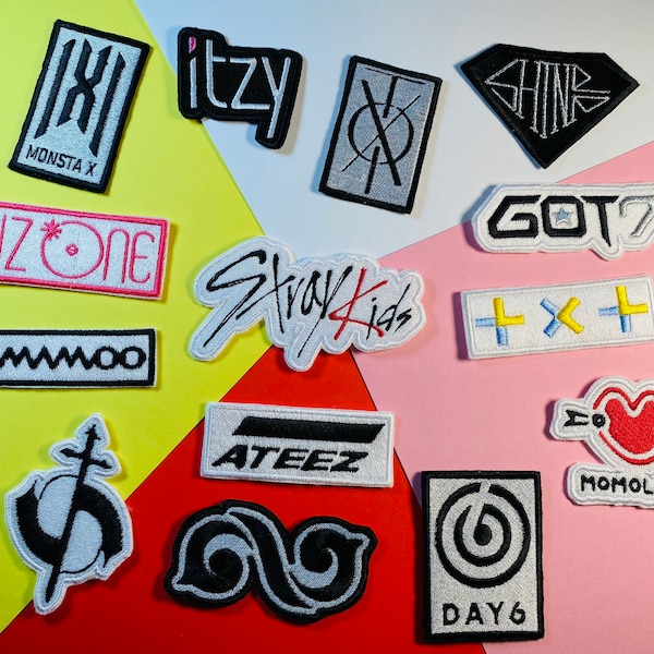 Kpop group logo embroidered patches, sew on patches, kpop patches, kpop groups, kpop, patches, logo patches,  embroidered patches