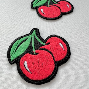 Cherry embroidered patches, sew on patches, Cherry patches, embroidered patches, fruit patches, patch, embroidered patch, kpop patch