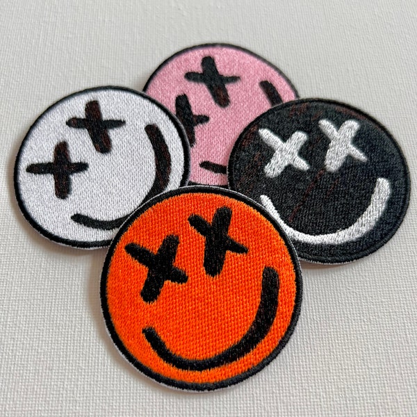 Smiley face embroidered patches, sew on patches, cute patches, patches, embroidered patch, smiley face patches, patch, smiley face