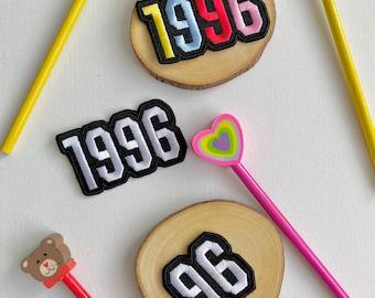 Personalised birth year embroidered patches, sew on patches, colourful patches, patches, birthday gifts, birthday patch, number patch