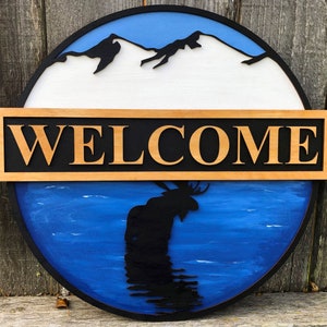 Laser Cut File Large 18-inch Moose in the water Sign for Glowforge and Small Lasers digital cut file