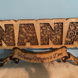 Laser Cut File Nana Mother&#39;s Day Wall Plaque Glowforge SVG Digital File