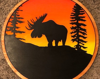 Laser Cut File Moose Silhouette Glowforge File SVG PDF Wall Art Sign