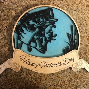 Laser Cut File Father&#39;s Day Sign Plaque Digital File Glowforge laser cut file SVG Fishing Largemouth Bass