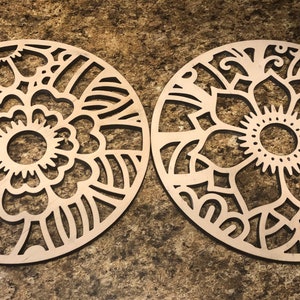 Floral Trivets Laser Cut File, Glowforge SVG and PDF
