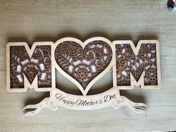 Mom Mother’s Day Rattan Tabletop Shelf Sitter Sign SVG File Digital