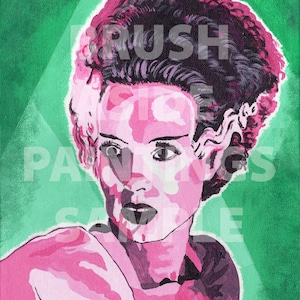 Braut von Frankenstein 9 x 12 Acryl-Malerei Digitaldruck