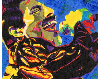 Freddie Mercury / Queen  8 x 10 Acrylic Painting Digital Print