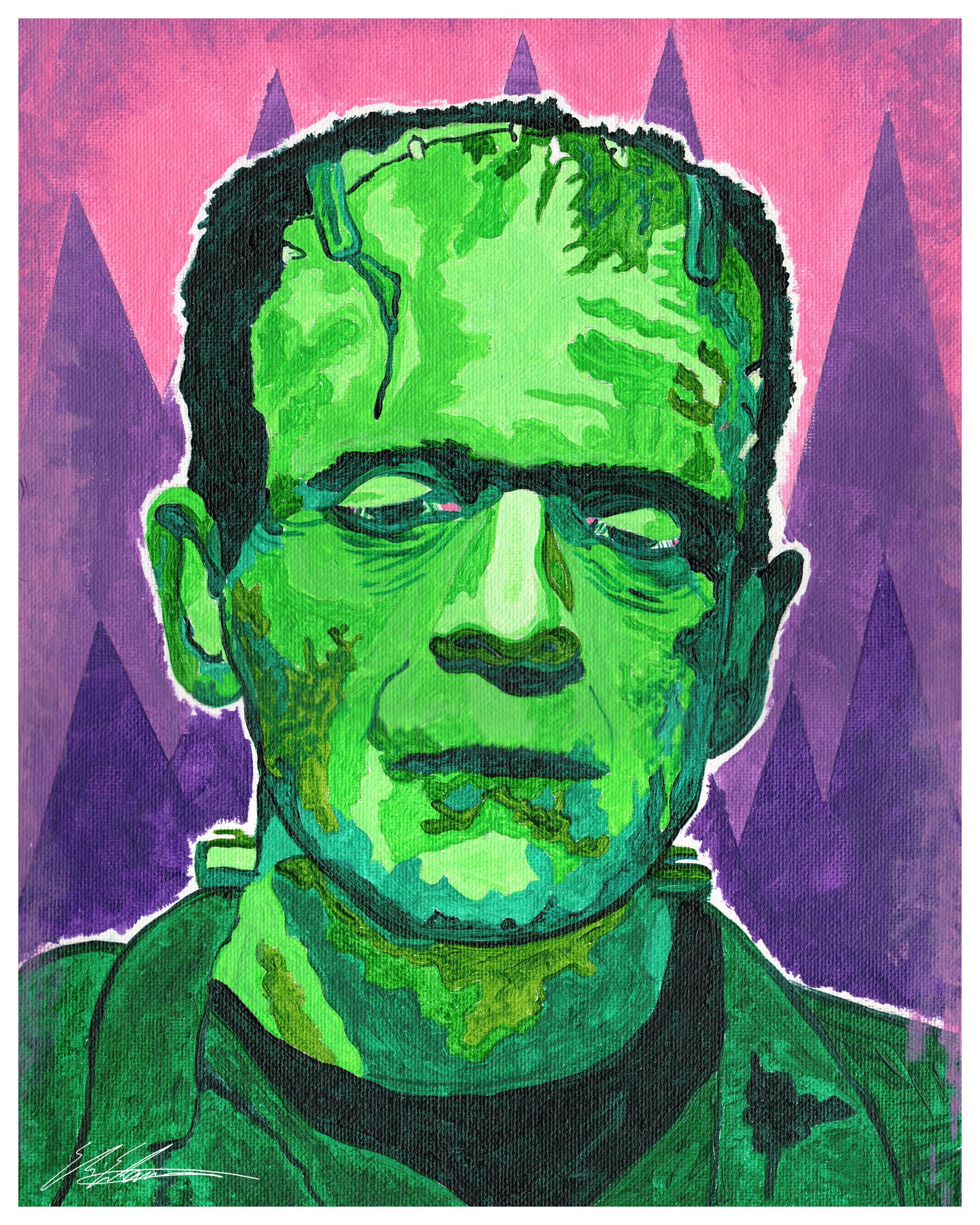 Frankenstein 8 X 10 Acrylic Painting Digital Print Etsy