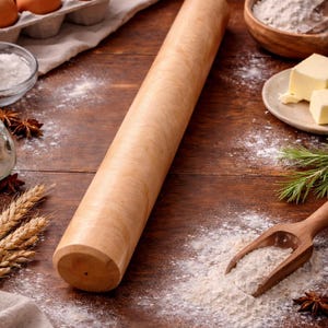 French Rolling Pin - Handmade Wood Pin, 18-Inch for Baking, Housewarming Gift