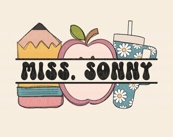 Boho Teacher Name Frame Png Retro Teacher Appreciation Gift Png Design Tote Sublimation Digital Design Download Back To School Mouse Pad Png