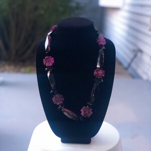 Purple and black Amethyst stone necklace with black