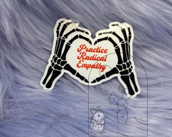 Radical Empathy Skeleton Hands Sticker, Laptop Decal