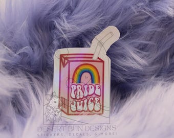 Holographic Pride Juice Sticker, Rainbow Laptop Decal