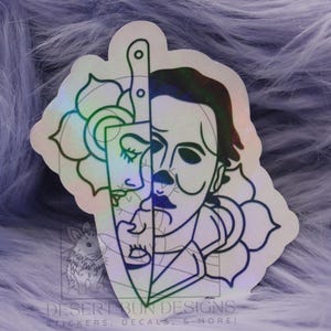 Michael Myers Sticker, Halloween sticker, holographic sticker