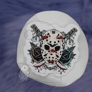 Jason Vorhees inspired sticker, halloween sticker, friday the 13th sticker
