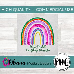 Cancer Awareness Boho Rainbow Sublimation Design | 12 Different Phrases Included | Commercial Use Instant Download PNG
