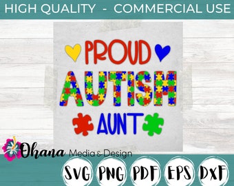 Autism SVG | Proud Autism Aunt Heart and Puzzle Piece Design | Autism Acceptance | Commercial Use for Cutting Machines and Laser Engravers